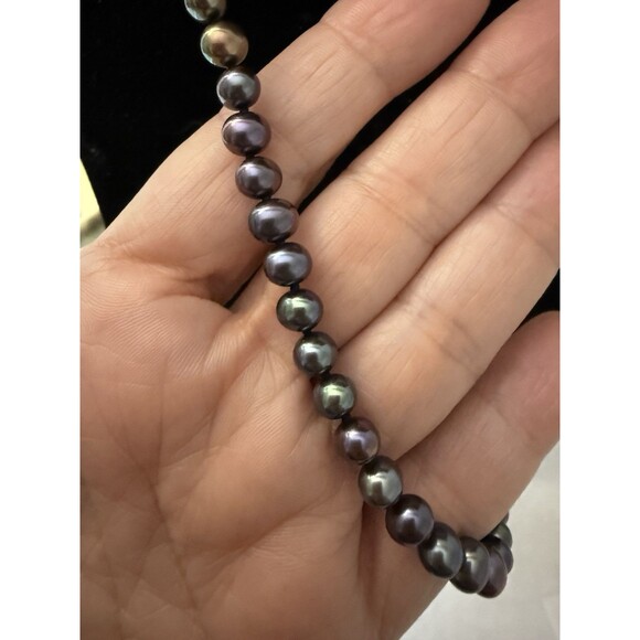 Vtg South Sea Style FAUX Cultured Pearl Yellow Goldtone Clasp Necklace 24" READ* - Picture 2 of 11